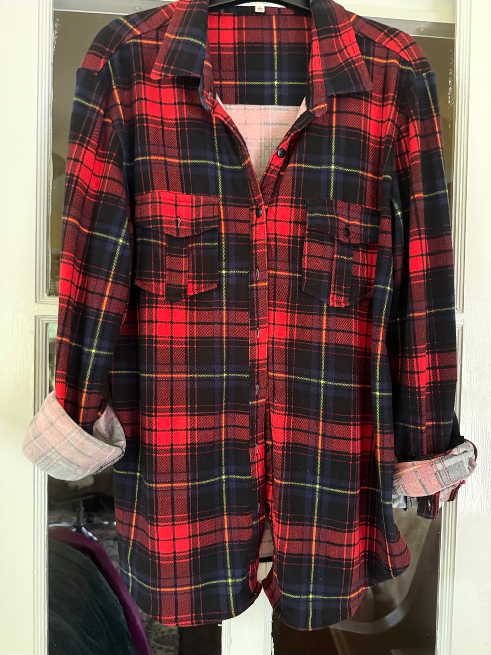 Eden & Olivia Red and Black Plaid Button-Down Shirt
